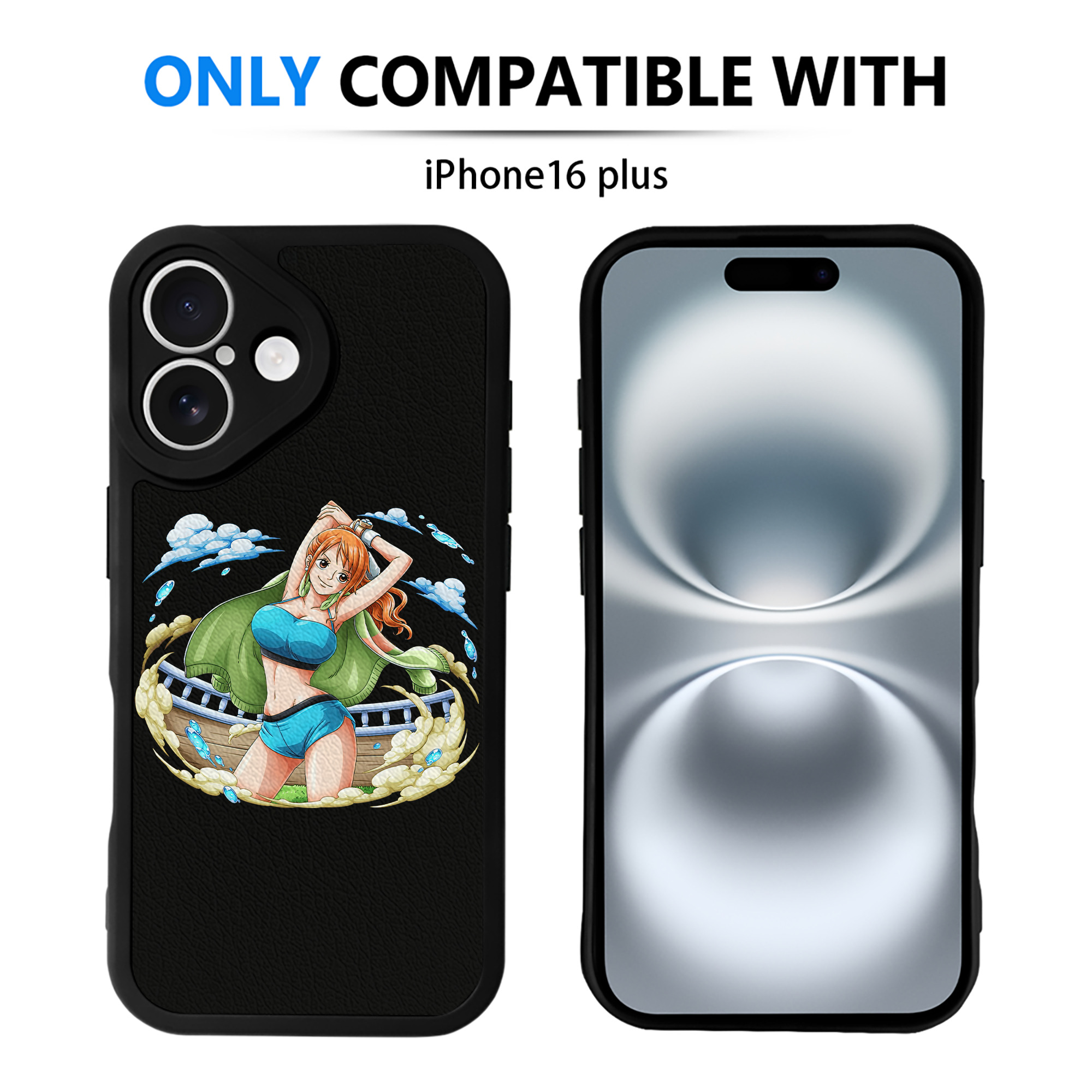 （画像用） ワンピース ナミ ONE PIECE Nami 【iPhone 16シリーズ対応】シリコンスマホケース（レザー調） 材質：シリコン
